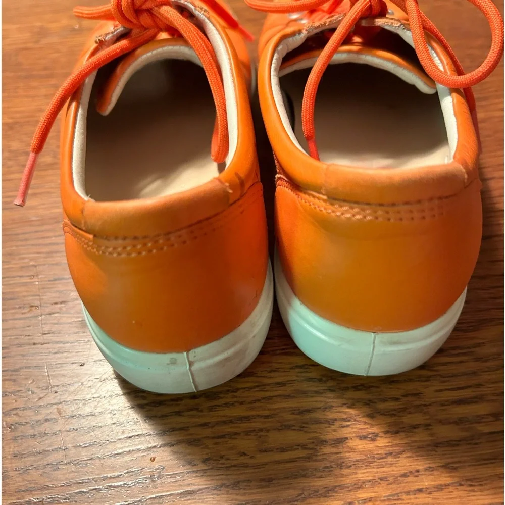 Ecco Orange Leather Lace-Up Sneakers - Picture 5 of 6